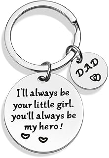 Father’s Day Gift - Keychain Gifts from Daughter, I'll Always Be Your Little Girl, You Will Always Be My Hero, Keychain for Dad Birthday, Valentine’s Day, Christmas Gift from Daughter
