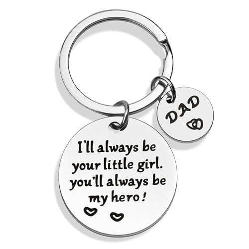 Father’s Day Gift – Keychain Gifts from Daughter, I’ll Always Be Your Little Girl, You Will Always Be My Hero, Keychain for Dad Birthday, Valentine’s Day, Christmas Gift from Daughter