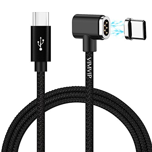 VIMVIP Magnetic Type C Charging Cable 5 FT MacBook Braided Strong Magnet USB-C to USB Type C Magnetic Fast Charger Cord with L Side Insert Design