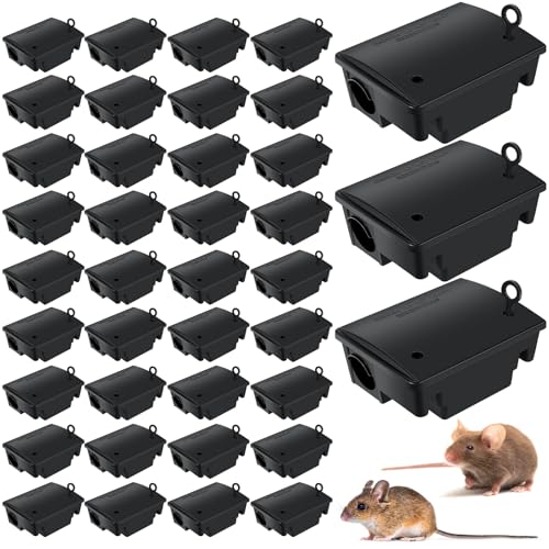 Qualirey 12 Packs Rat Bait Stations Rat Bait Box with Keys Outdoor Mouse Rodent Trap Mice Baits...