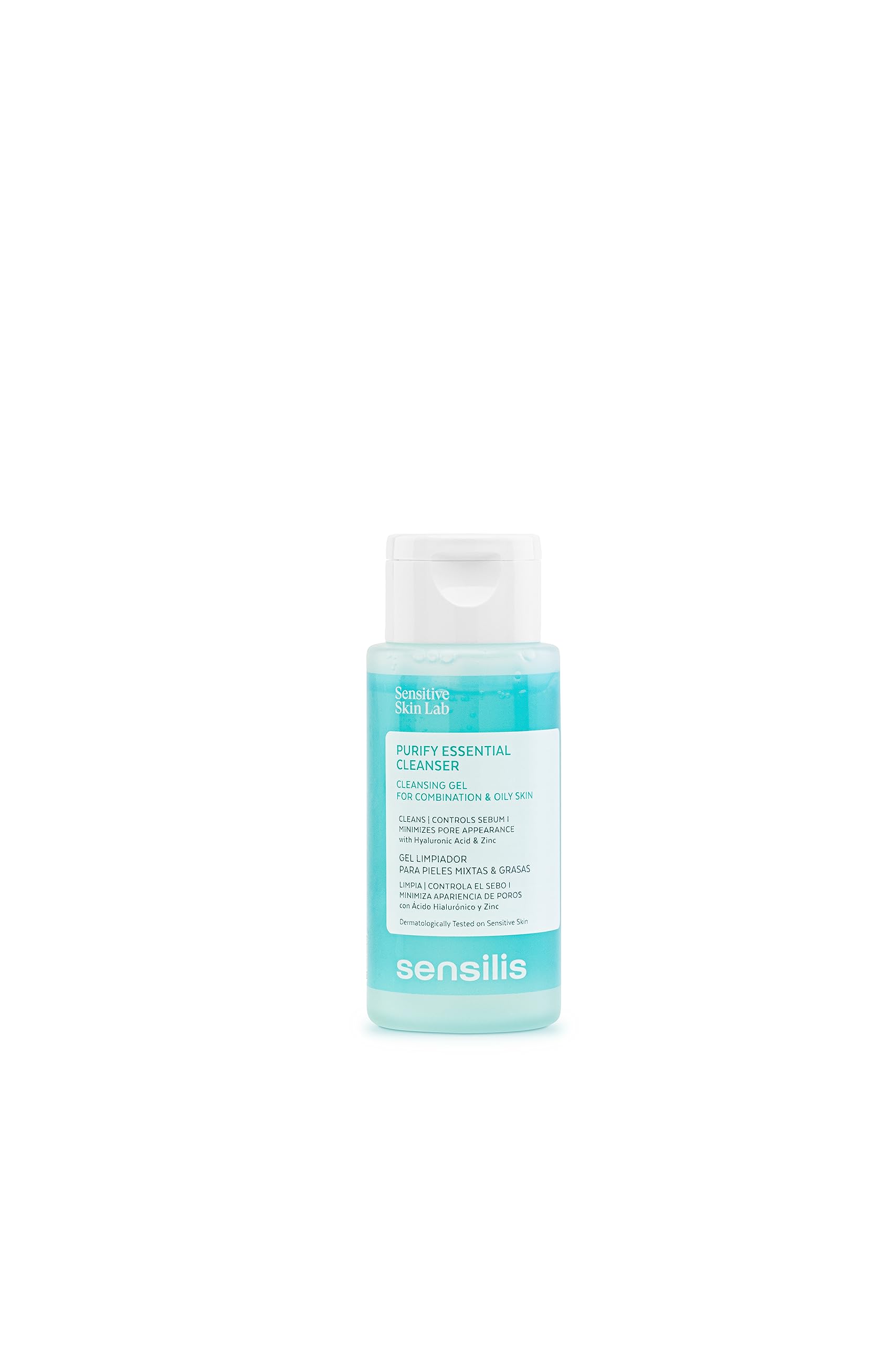 Sensilis - Purify Essential Cleanser Travel Size, Gel Limpiador Purificante y Matificante con Ácido Hialurónico y Zinc, para Pieles Normales, Grasas o Acneicas - 100 ml