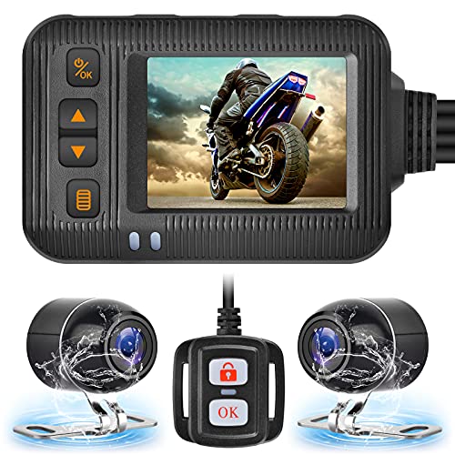 Motorcycle Dash Cam Front and Rear Dual Camera 1080P+720P Waterproof DVR with Loop Recording & Wired Control