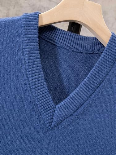 Men's Solid Color Warm V-Neck Knitted Vest Sweater Slim Fit Sleeveless Sweaters3