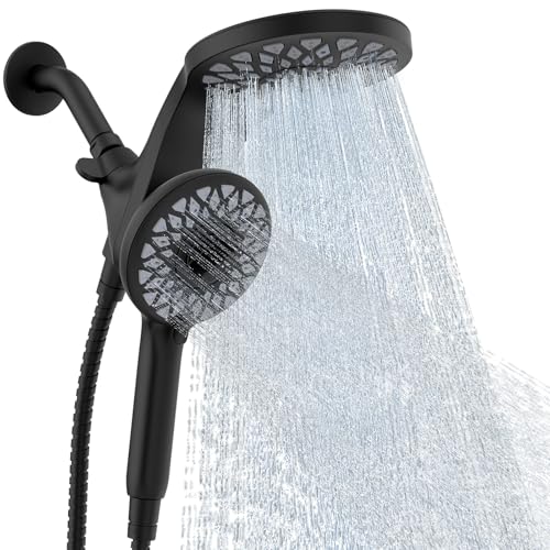 Newfinde High Pressure Rain Shower Head with Handheld Spray Combo: Detachable Dual Shower Head with 10 Sprays Modes - Upgrade Knob Spray Mode Selector and Magnetic Guidance Docking System