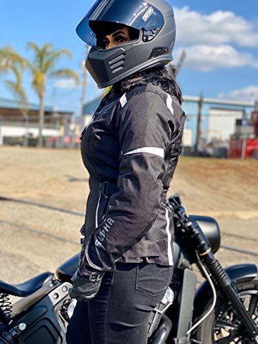 Alpha Cycle Gear All Season Women Motorcycle Jacket Waterproof Riding With Ce Armour (Black/White, Medium) #TOP6