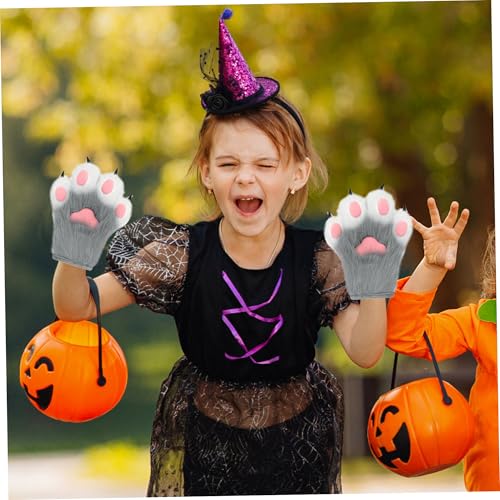 Halloween Therian Paws Soft Breathable Furry Paws Gloves Cute Cat Fox Wolf Paw Gloves Therian for Halloween Cosplay Costume Accessories, Style 3 Cat Paw3