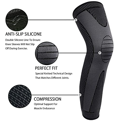 Full Leg Sleeves Long Compression Leg Sleeve Knee Sleeves Protect Leg, For Man Women Basketball, Arthritis Cycling Sport Football, Reduce Varicose Veins And Swelling Of Legs(Black,M,1 Pair) #TOP6