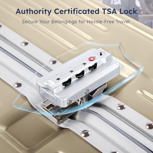 Image of ALPHA CAMP Trunk Luggage 26 Inch with Aluminum Frame Zipperless Suitcase | Checked Thickened 3-Layer PC Hardshell Luggage with TSA Lock,Charging Port,Cup Holder and Spinner Wheels for Holiday Travel