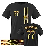 Tolles Fussball Trikot Shirt in den Größen S, M, L, XL, XXL - Vorne mit coolem Adler & vier Sternen in der Farbe: Gold
