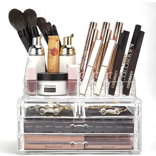 Porta Joias Cosméticos e Objetos Acrilico 4 Gavetas Makes Maquiagem Caixa Organizadora - R78®