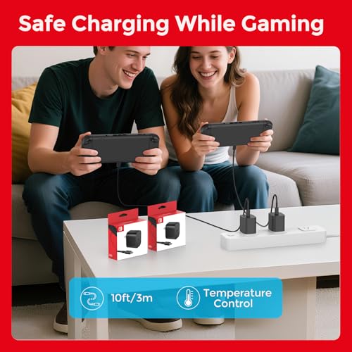 Image of 2-Pack 10ft Charger for Nintendo Switch 2-20V 3A 60W AC Adapter Fast Charging with 10ft USB C Cable - Compatible with Switch /OLED /Lite /Steam Deck - Support 4K TV Mode - Original Quality