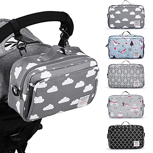 Small Diaper Bag, Stroller Organizer Bags For Baby With Insulated Pocket, Stroller Hooks And Adjustable Strap,Universal Mini Diaper Tote Bags Fit All Strollers, Gray #TOP7