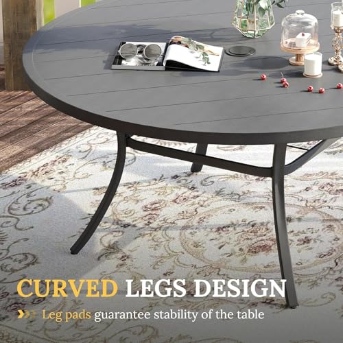 Image of VICLLAX Patio Dining Set for 6-53 inch Round Table & Cushioned Seats, Grey