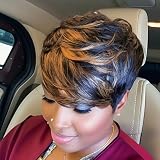 Short Wigs for Black Women Brown Pixie Cut Wig Short Pixie Cut Hair Wig