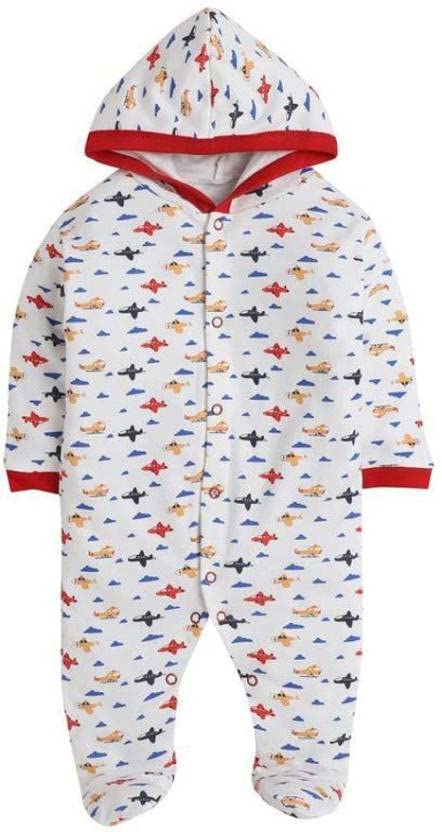 Image of Pooja Baby Front Open Full Sleeves Sleepsuit Hooded with Foot Easy Dressing and Diapering Romper Set of 2