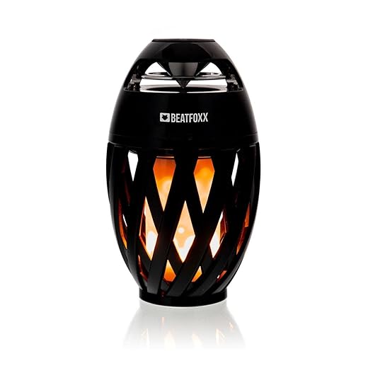 Beatfoxx FA-50 Soundspark - Portabler Bluetooth Lautsprecher mit LED Flamme - Outdoor Flammen Speaker mit Akku für Strand, Camping, Balkon und Garten - Kerzen Box mit Flammeneffekt