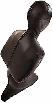 Mens Prisoner Jumpsuit Faux Leather Full Body Jumpsuit Stage Costume,Black,X-Large