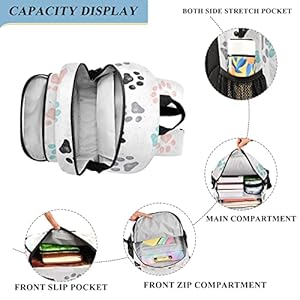 ALAZA-Colorful-Dog-Paw-Prints-Laptop-Backpack-Purse-for-Women-Men-Travel-Bag-Casual-Daypack-with-Compartment-Multiple-Pockets - Cucciolini Doodles ALAZA-Colorful-Dog-Paw-Prints-Laptop-Backpack-Purse-for-Women-Men-Travel-Bag-Casual-Daypack-with-Compartment-Multiple-Pockets