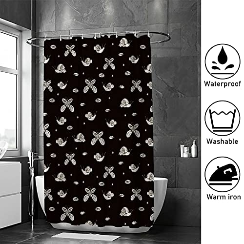 Rideau de douche polyester floral noir moderne lavable 168x183cm CHEHONG avec crochets