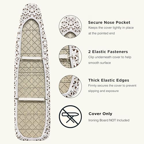 Image of Ironing Board Cover and Pad 18 inchx54 inch Extra Thick Natural Cotton, Scorch and Stain Resistant Iron Board Cover,Extra Large Iron Board Cover with Fasteners Heavy Duty Heatproof Elastic Edge Taupe