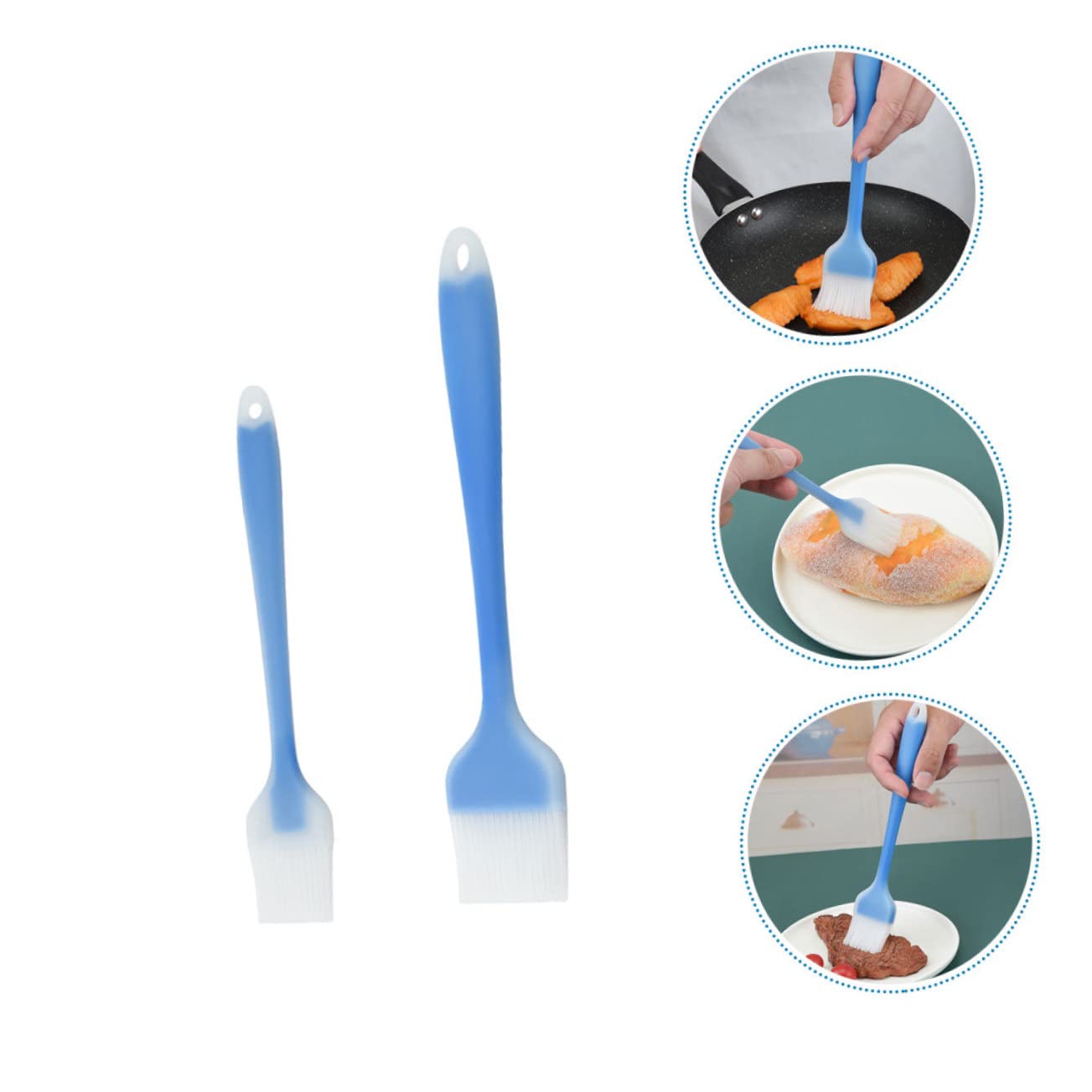 MOLUCKFU Ergonomic Handle Bbq Brush Set 2pcs Silicone Bbq Brush for Baking Grilling Steak Frying Safe Cooking Tools