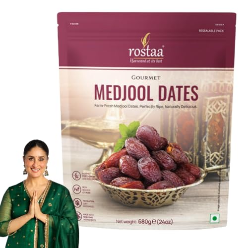 Image of Rostaa Gourmet Medjool Dates 680g | Premium Quality Khajoor | Naturally Sweet & Soft Date | Rich in Fiber & Antioxidants | Healthy Energy Snack | 100% Natural Dry Fruits