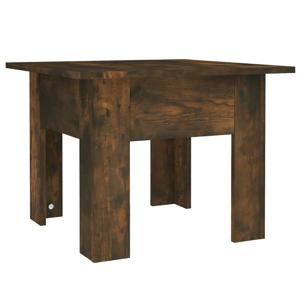 Table de salon carrée 55x55cm et table basse en chêne fumé robuste pour canapé