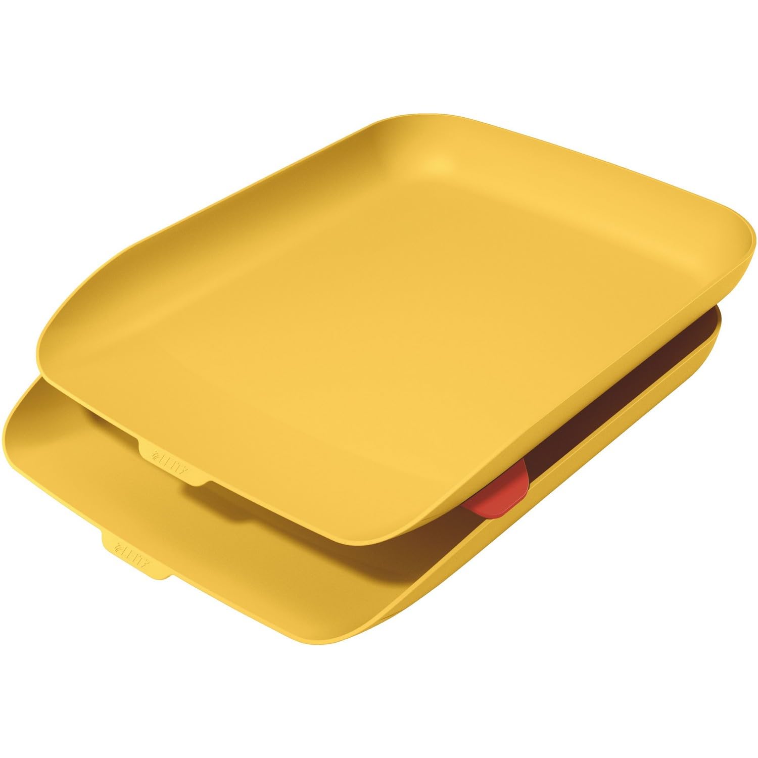 LEITZ A4 Briefkorb, 2er Set inkl. Stapelelement, Warmes Gelb, Cosy-Serie, 53581019