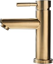 Grifo de lavabo, Grifo de un orificio de latón para baño, Grifo de lavabo mezclador de agua fría y caliente, Grifo de lavabo monomando montado en cubierta, Blanco (Color : Brushed Gold) beautiful