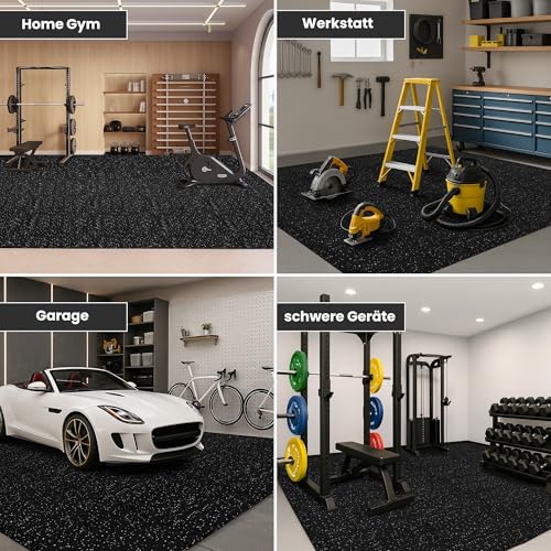 bemaxx Bodenschutzmatte Fitness – 18 Eva/Gummi-Matten im Set: Gym Fitnessgeräte Sportmatte Puzzlematte Laufbandmatte Fitnessmatte Unterlegmatte Sportgeräte Trainingsmatte Bodenmatte Gymnastikmatte