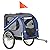 PawHut Folding Dog Bike Trailer Pet Cart Carrier for Bicycle Travel in Steel Frame - Blue & Grey