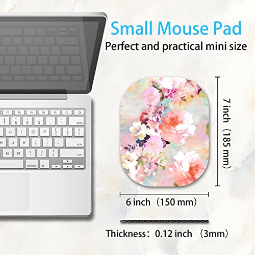 Small Mouse Pad，Mini Mouse Pad 6 X 7 Inch，For Laptop Keyboard Tray Wireless Mouse Home Office Travel，With Non-Slip Rubber Base, Waterproof Mouse Mat，Pink Flower #TOP1
