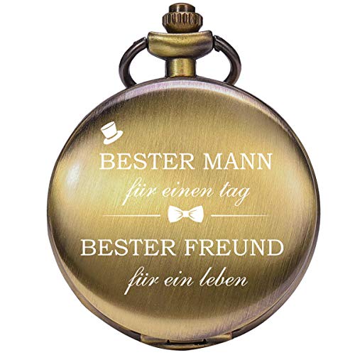 ManChDa Taschenuhr Bester Mann Gravierte Taschenuhr Quarz Fobwatch - Bräutigam Geschenke Für Die Hochzeit Gravierte Best Man Pocket Watch Hochzeitsgeschenk Bronze