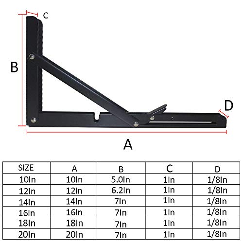 Image of Storystore Folding Shelf Brackets - 16 Inch Heavy Duty Metal Collapsible Shelf Bracket for Bench Table, Shelf Hinge Wall Mounted Space Saving DIY Bracket, Max Load: 150 lb (4 PCS, Black)