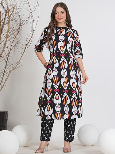 Image of rytras Women's Cotton A-Line Kurta Set with Palazzo Pants
