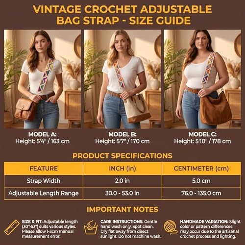 Image of Wide Purse straps Crochet Flower replacement crossbody for Handbag Adjustable Embroidery Knit Guitar Shoulder strap