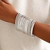 AYWFCBF Silver Bangles Bracelets for Women, 19 Pcs Boho Stackable Indian Bangles Multi Layer Textured Chunky Bracelets Jewelry Set for Women #2