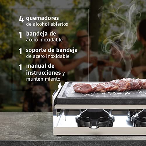Miniatura 3 de Piedra Volcánica Para Asar Carne A La Piedra 30 X 25 X 2 Cm Con Surco Antigoteo - Incluye Quemadores De Alcohol, Soporte Y Bandeja Inox - Ideal Para Barbacoas Y Compatible Con Horno - Dekobe