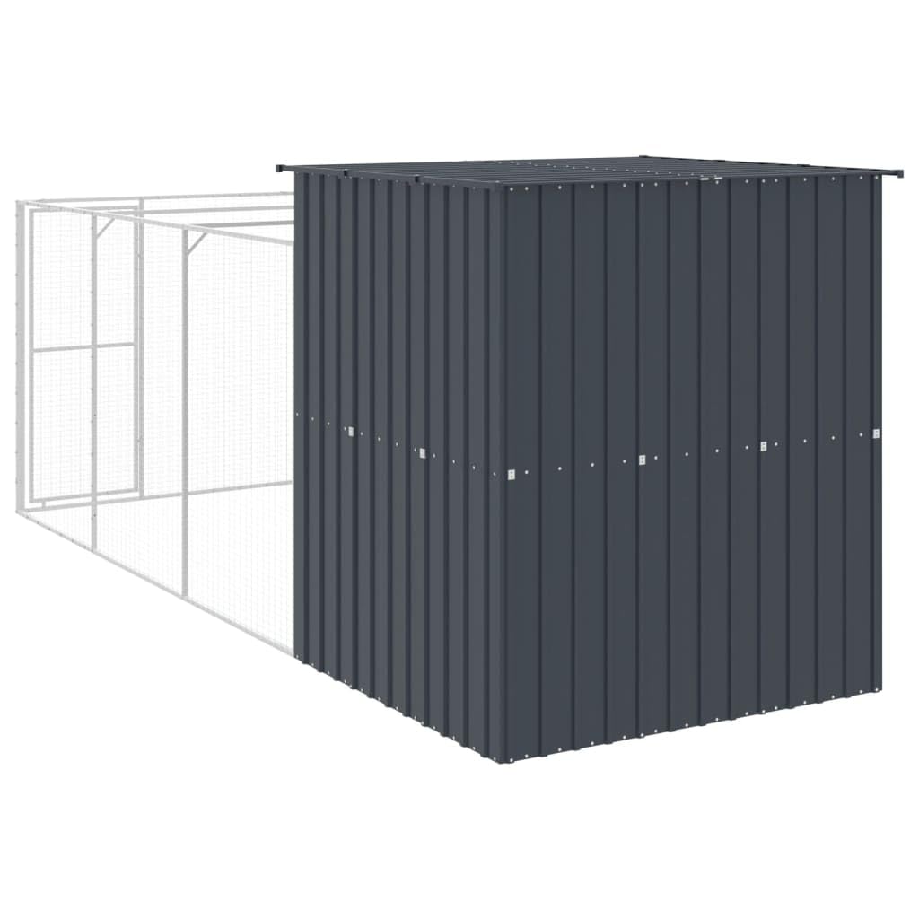 Niche pour Chien Extérieur Métal, Chenil d'extérieur Enclos Cage pour Chien avec Cour Anthracite 165x455x181 cm