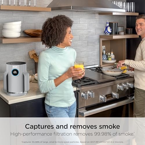 Image of Shark Air Purifier for Home, NeverChange Compact Pro, 2 Pack, For Bedroom, Nursery, Home Office, Dorm, HEPA-Exceeding Filter, Captures Pollutants, Pet Dander, Dust, Odor, Smoke, Dark Grey, HP0712GY1