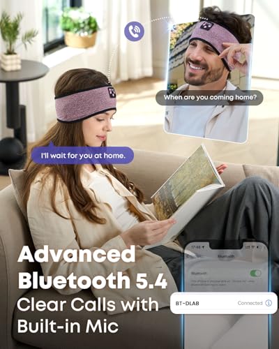 Image of Sleep Headphones Headband Wireless Bluetooth 5.4 - Soft, Breathable, Ultra-Thin Speakers for Side Sleepers, Workout, Airplane Travel, Relaxation