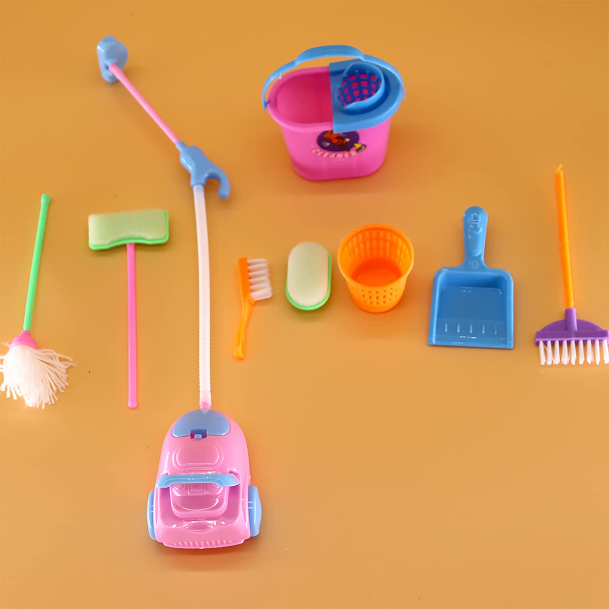 Kit Nettoyage Miniature Maison De Poupée 1:12 - Balai, Vadrouille, Accessoires Réalistes Pour Jouet