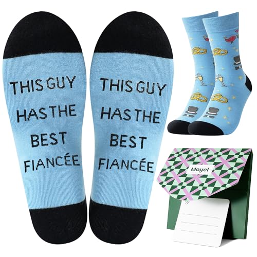 Moyel Best Fiance Gifts for Men Him Boyfriend Man Husband Anniversary Wedding Socks Gift Engagement Romantic Present for Anniversary Valentines Day Birthday