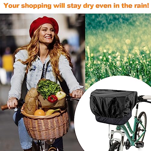Fahrradkorb Regenschutz fahrradkorb, 2-Pack Fahrrad Korbabdeckung Regenschutz mit Fahrradbezug schwarz wasserdicht überzug für fahrradkorb (Korbdeckung+Sitzbezug)
