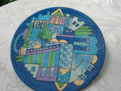 Hand Painted Wood Wooden Kiddush Cup 'Blue Jerusalem' From Yair Emanuel