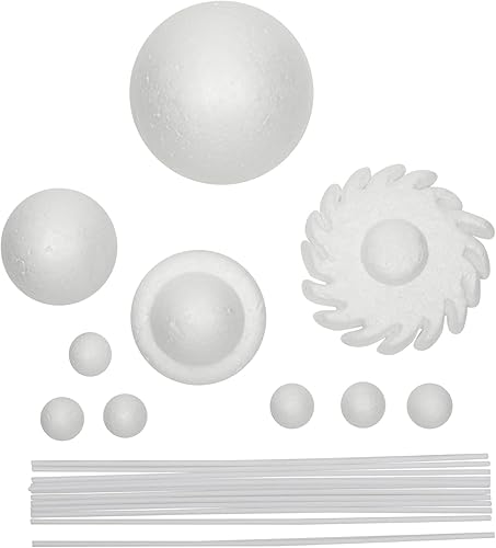 Miniatura 7 de Kit de modelo de sistema solar 3D de 22 piezas para manualidades infantiles proyectos científicos del espacio exterior bolas de espuma blanca