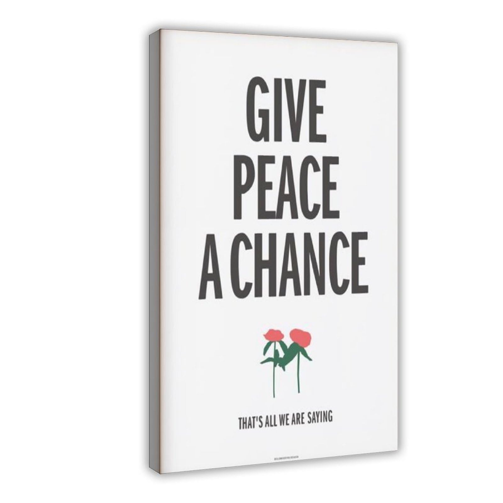 GJtyRFH Give Peace A Chance John Lennon Yoko Ono Bed in 1969 Typography Beatles Bob Canvas Wall Art Posters And Prints Room Aesthetic Bedroom Office Decor 12" L X 18" W