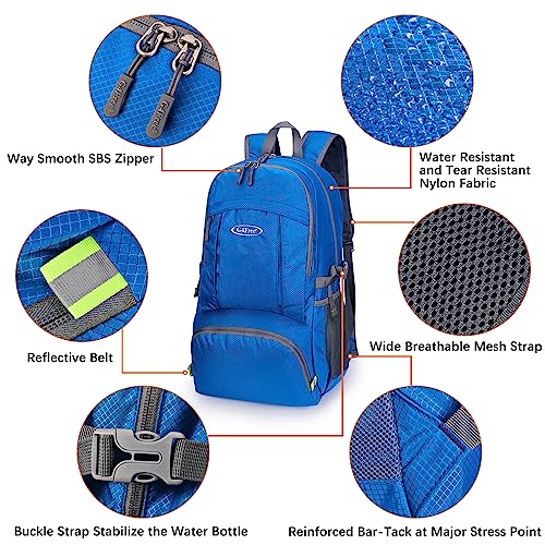 Image of G4Free 40L Lightweight Packable Hiking Backpack, Waterproof Travel Daypack | Water-Resistant Polyamide, Size: 18.9*12.9*9.4inch(L*W*H), 100% Waterproof Wet Pocket, Travel, Climbing, swimming