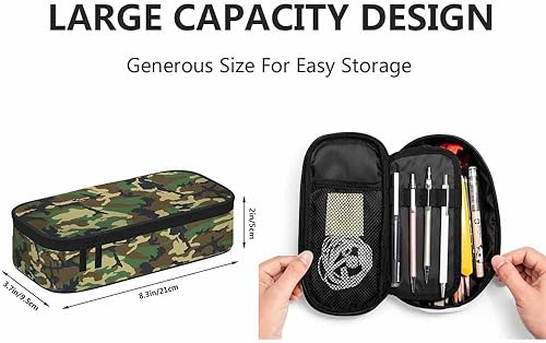 Miniatura 2 de Yekiua Estuche de camuflaje verde camuflaje bolsa de lápiz de gran capacidad bolsa de maquillaje de oficina universitaria