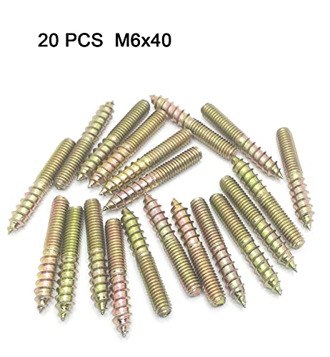Image of Hanger Bolt M6x40 Double Headed Bolt Self-Tapping Screw for Furniture 20Pcs